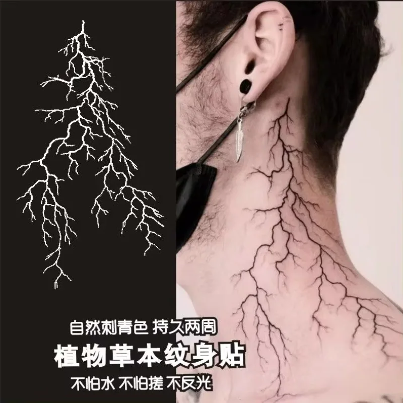 

Herbal Lightning Temporary Tattoo Neck Art Punk Crack Fake Tattoo Lasting Tatoo Sticker Waterproof Stickers Tatuajes Temporales