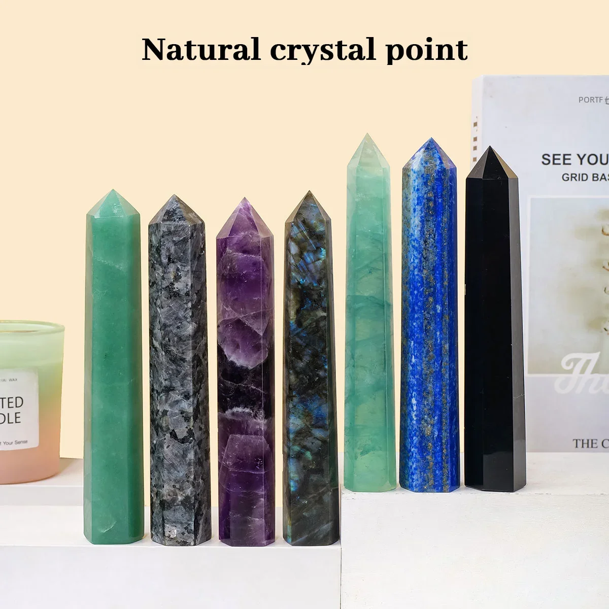 

15-17cm 1pc Natural Crystal Stone Large Healing Crystal Wand Rose Quartz Point Amethyst Obelisk Tower Decor