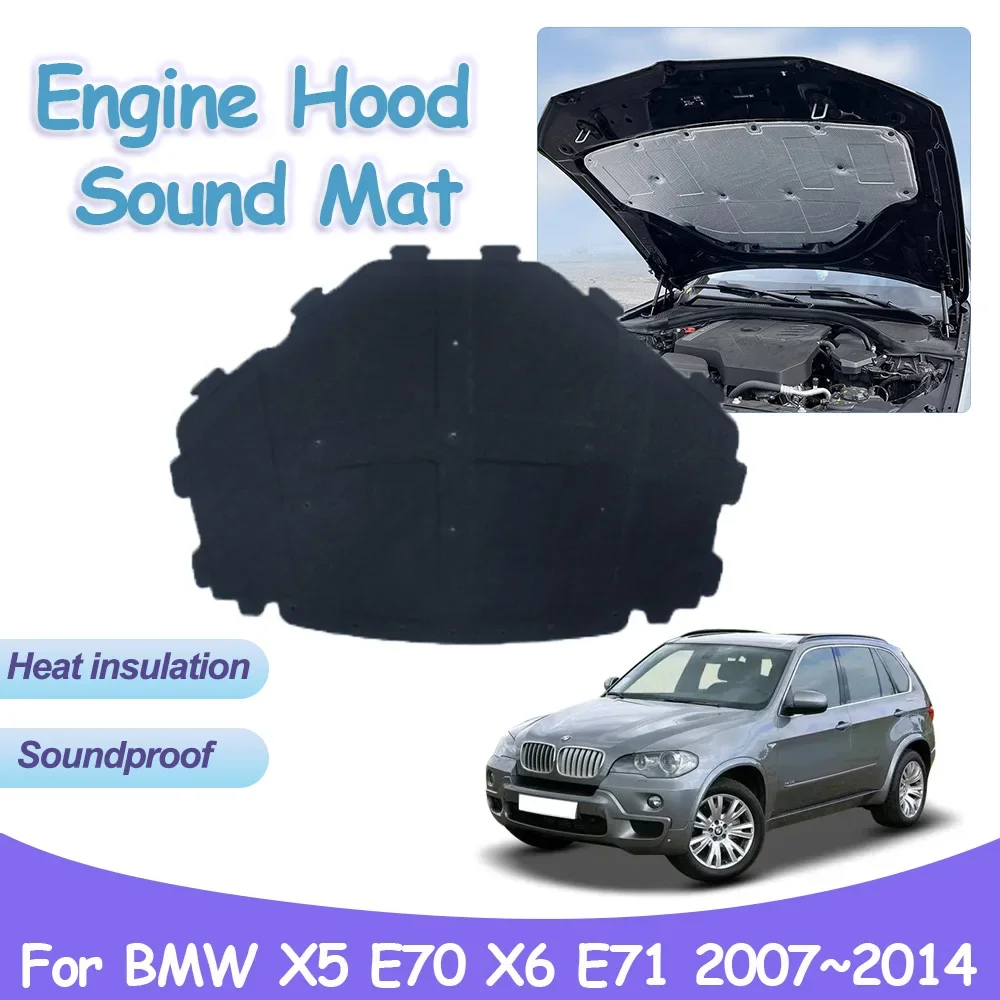 

Engine Hood Pad for BMW X5 E70 X6 E71 xDrive30i 2007~2014 Sound Heat Insulation Cotton Car Fireproof Covers Interior Accessories