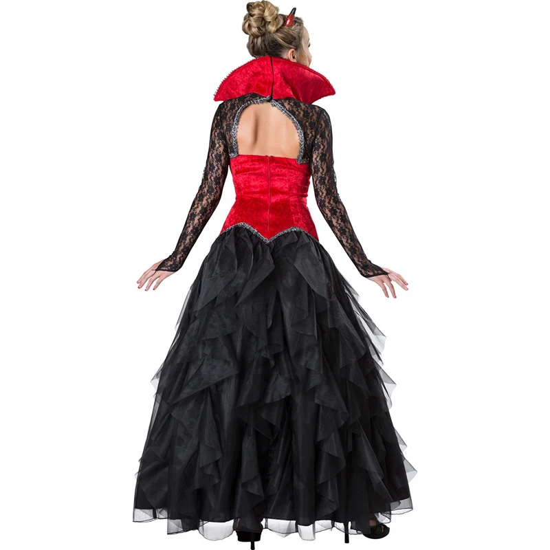 Carnival Halloween Lady Vampire Devil Costume Gothic Demonic Glamour Queen Playsuit Cosplay Fancy Party Dress