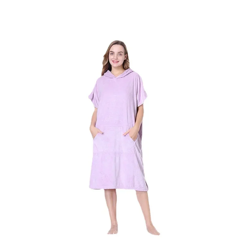 Quick-drying Beach Bathrobe Hooded Bath Towel Cape Coral Velvet Cape for Men and Women Surf Changing Bathrobe