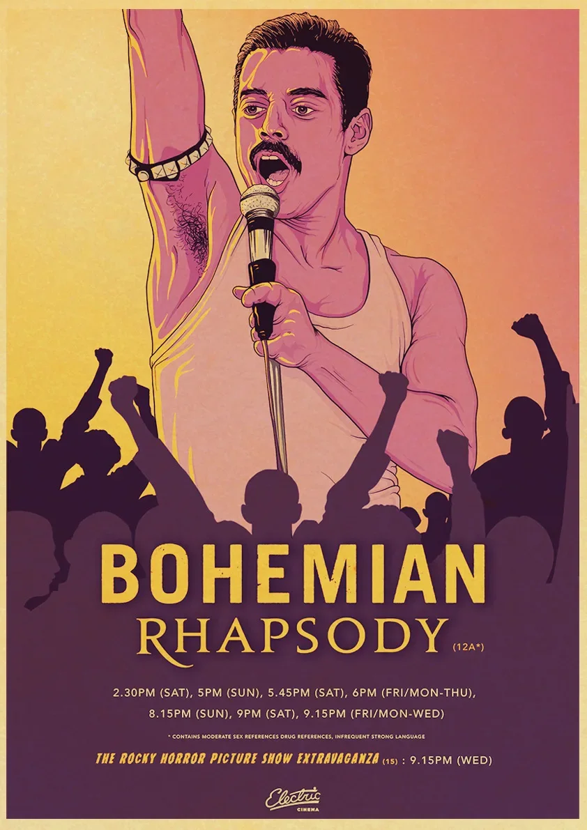 Lot Style Choose Bohemian Rhapsody Movie Freddie Mercury Rock Band Queen, Art Picture Print Silk Poster Home Wall Decor