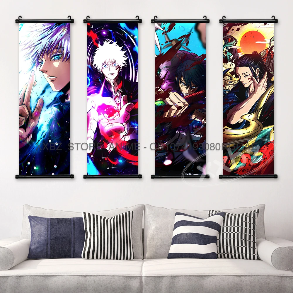 Jujutsu Kaisen Hängende Malerei Gojo Satoru Wandkunst Scroll Bild Druck Leinwand Anime Poster Itadori Yuji Home Decor Geschenk – Detail 3