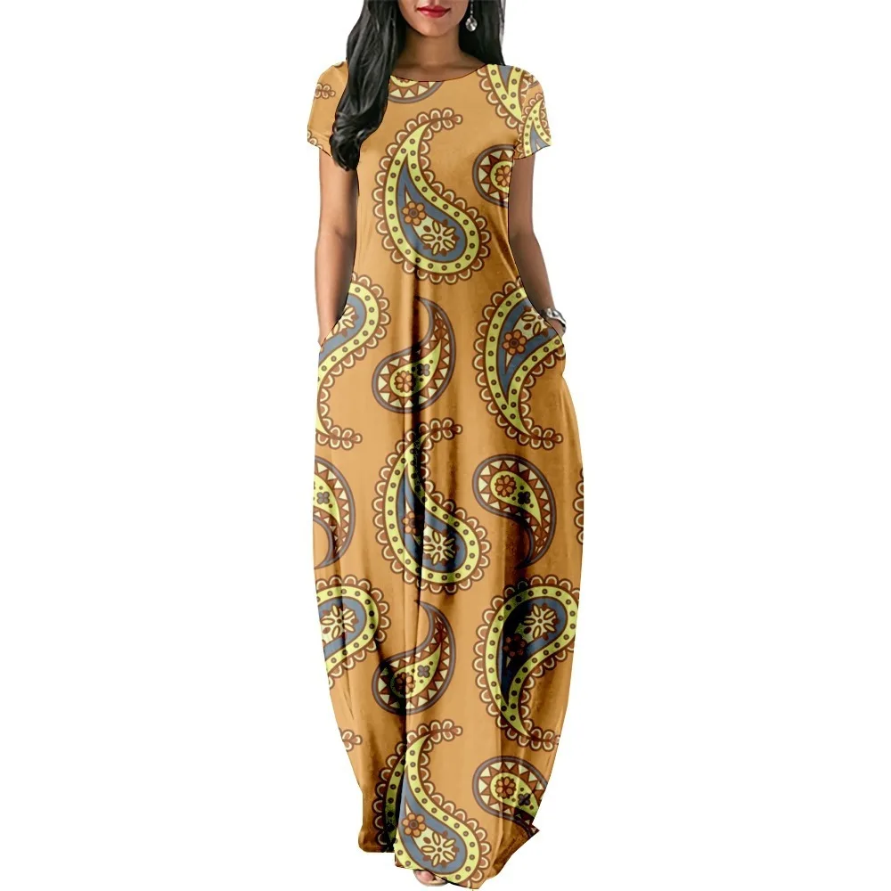 Summer Dress 2024 Hawaiian Retro Paisley Print Maxi Dress Streetwear Women Luxury Beach Stylish Party Robe Holiday Girl Vestido