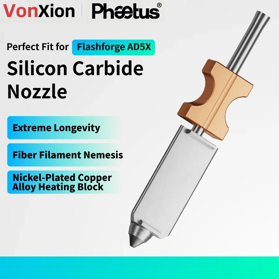 VonXion Phaetus SiC Nozzle with EndCoat 0.4mm for FLASHFORGE Adventurer 5X High Flow Fast Printing 3D Printer Nozzle Fittings