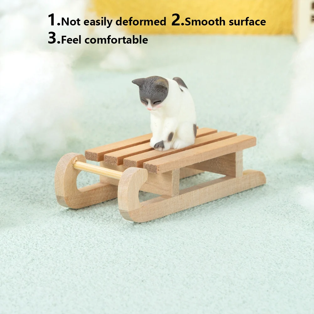 Mini Miniature Sledge 1/12 Wooden Model Sledge Handmade Simulation Snow Sled Home Decor Crafts Doll House Accessories