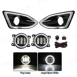 LED Fog Lamps For Ford Edge 2015 2016 2017 2018 DRL Daytime Running Lights Angel Eyes Halogen Auto Headlight Car Accessories 12V