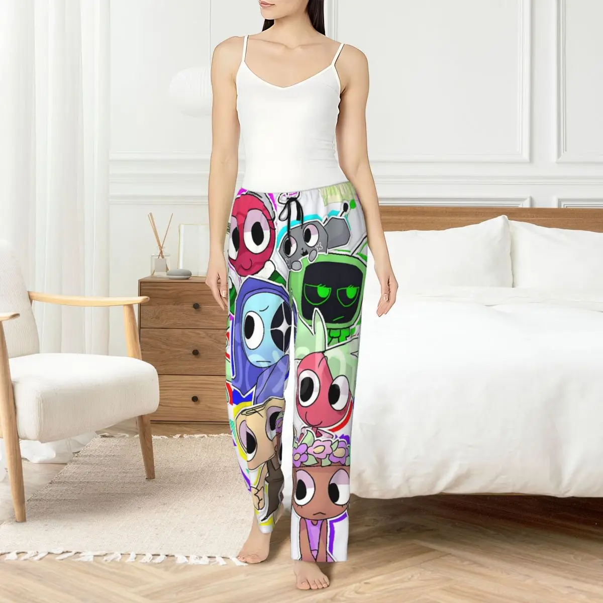 

Женские пижамные штаны Custom Dandys Cartoon World, домашняя одежда для сна, эластичные, с карманами