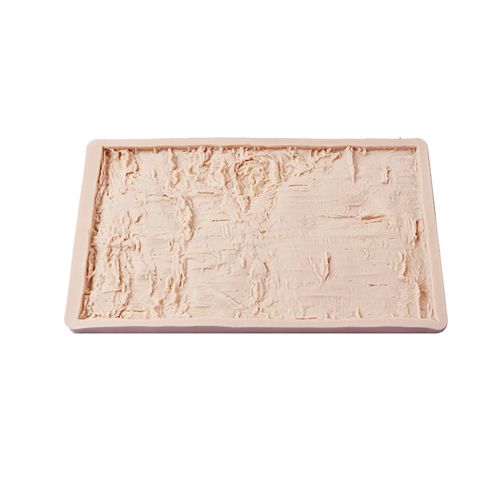 Silicone Tree Bark Cake Fondant Mold Sugarcraft Decorating Icing Mould with Textured Edge Mat for DIY Border