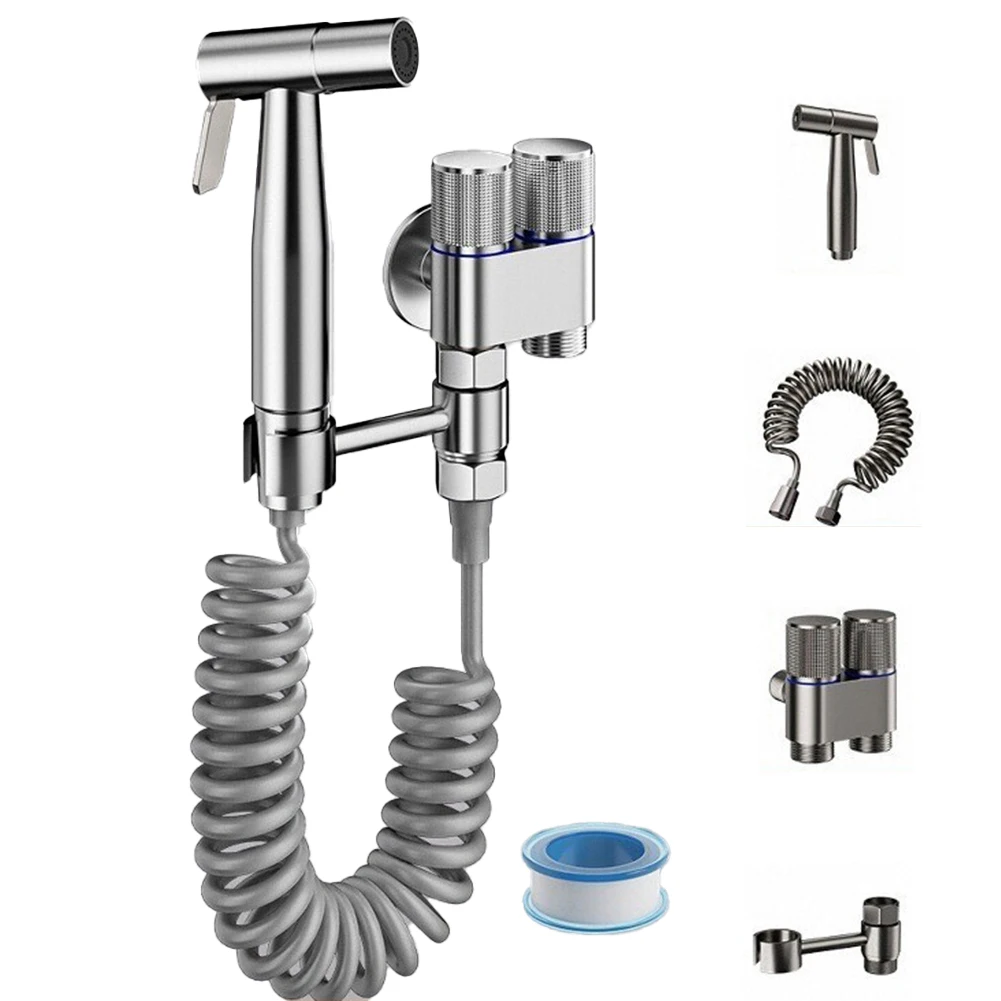 Adjustable Sprayer Bathroom Sprayer G1 2 Interface Double Control Angle Valve Long-lasting Use Dual Switch Water Outlet Design