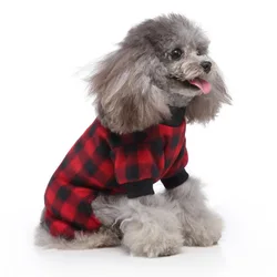 Pet Christmas Pajamas Red Black Buffalo Plaid Jumpsuit Dog Cat Soft Winter Clothes Puppy Doggie Checkered Sweater Apparel