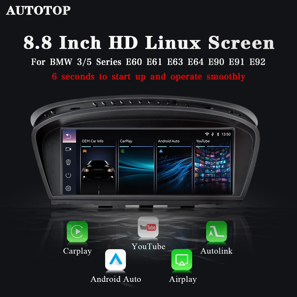 AUTOTOP Car Multimedia Player Carply Android Auto For MW 5/3 Series E60/E61/E62/E63/E90/E91/E92/E93/M3 CCC CIC with Youtube USB