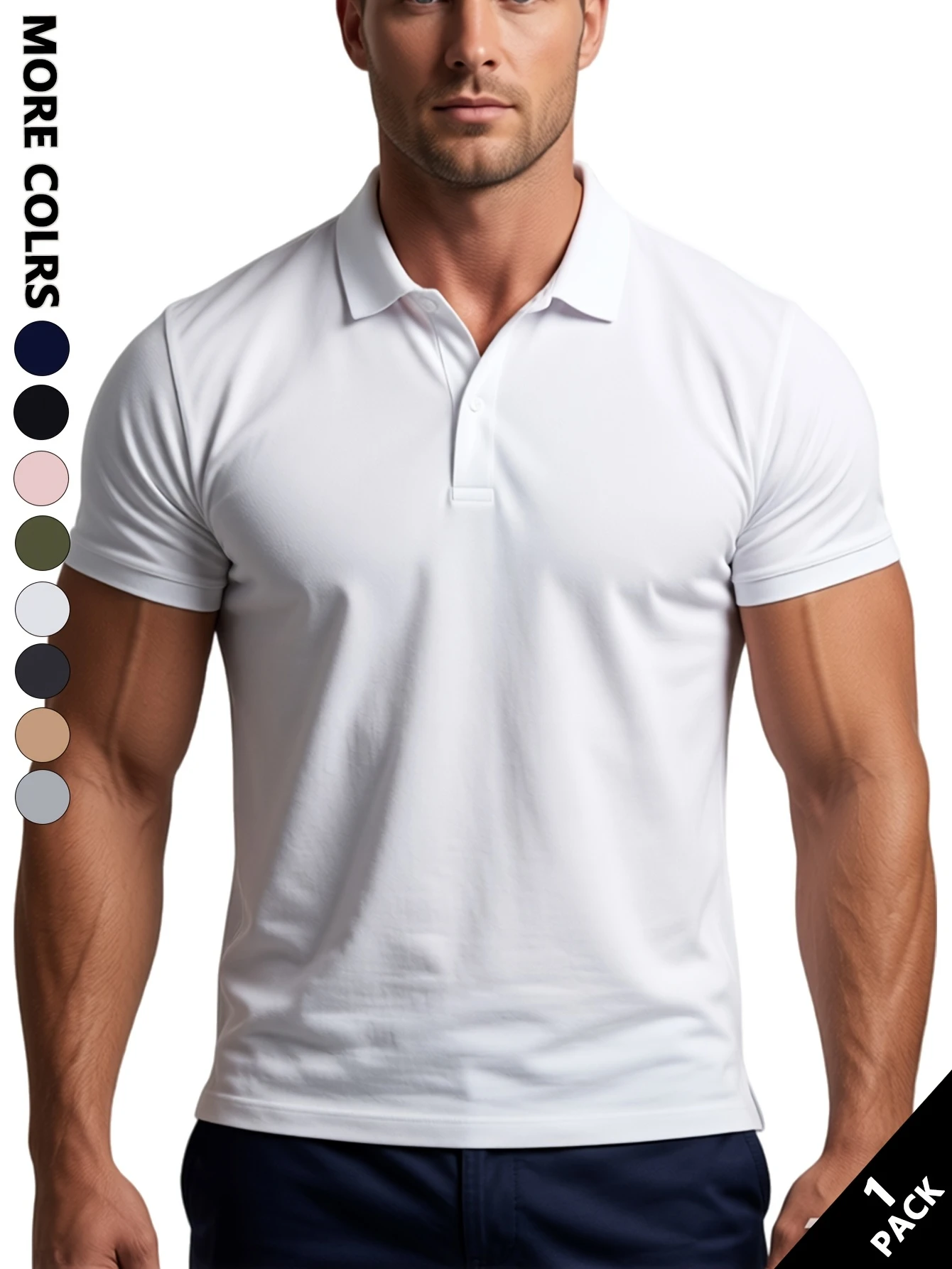 Men'S High-Stretch Short-Sleeve Polo Shirt and Slim-Fit Collared T-Shirt, Crafted From Stretchy Fabric with A Tailored Cut