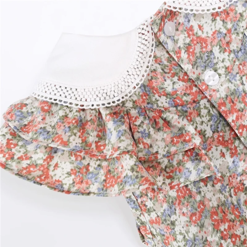 Summer Baby Girl Dress Flower White Lace Lapel Princess Party Girl Outfits Children Clothes  Toddler Infant Sleeveless Dress