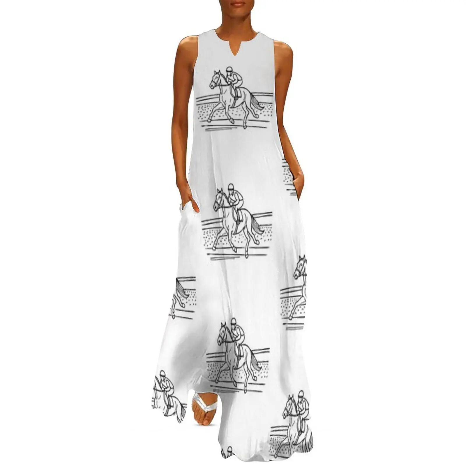 

A jockey guiding a racehorse at full speed Long Dress Evening dresses Dress for girls Summer dresses for women clothes for women