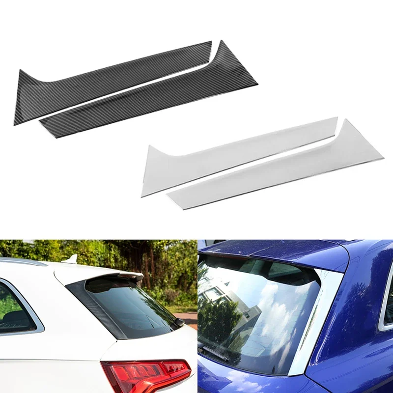 Car Rear Triangle Window Decoration Trim For Audi Q5 2018 2019 Rear Windshield Side Strip Stickers Silver/Carbon Striation - Image 2