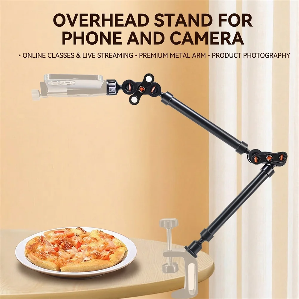 

Двухсекционный кронштейн-«волшебная рука» для камеры телефона с C-образным зажимом, сверхмощный консольный кронштейн, алюминиевое верхнее крепление для камеры для DSLR, iPhone, планшетов