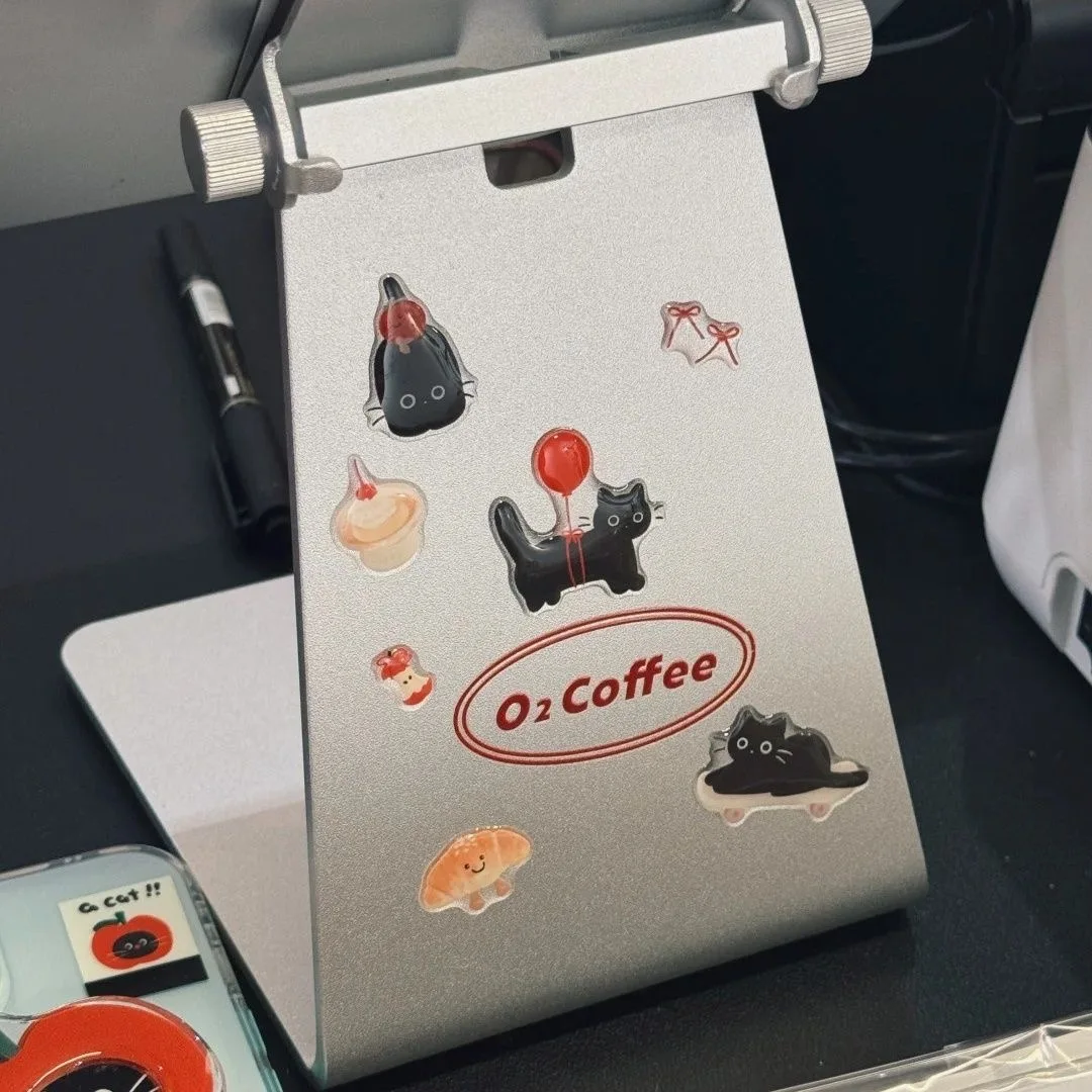 2025 Ins Cute Black Cat Cartoon Jelly Fidget Toy Sticker 3D Squishy Resin Transparent Decals Decoration for Ipad Halloween Gift