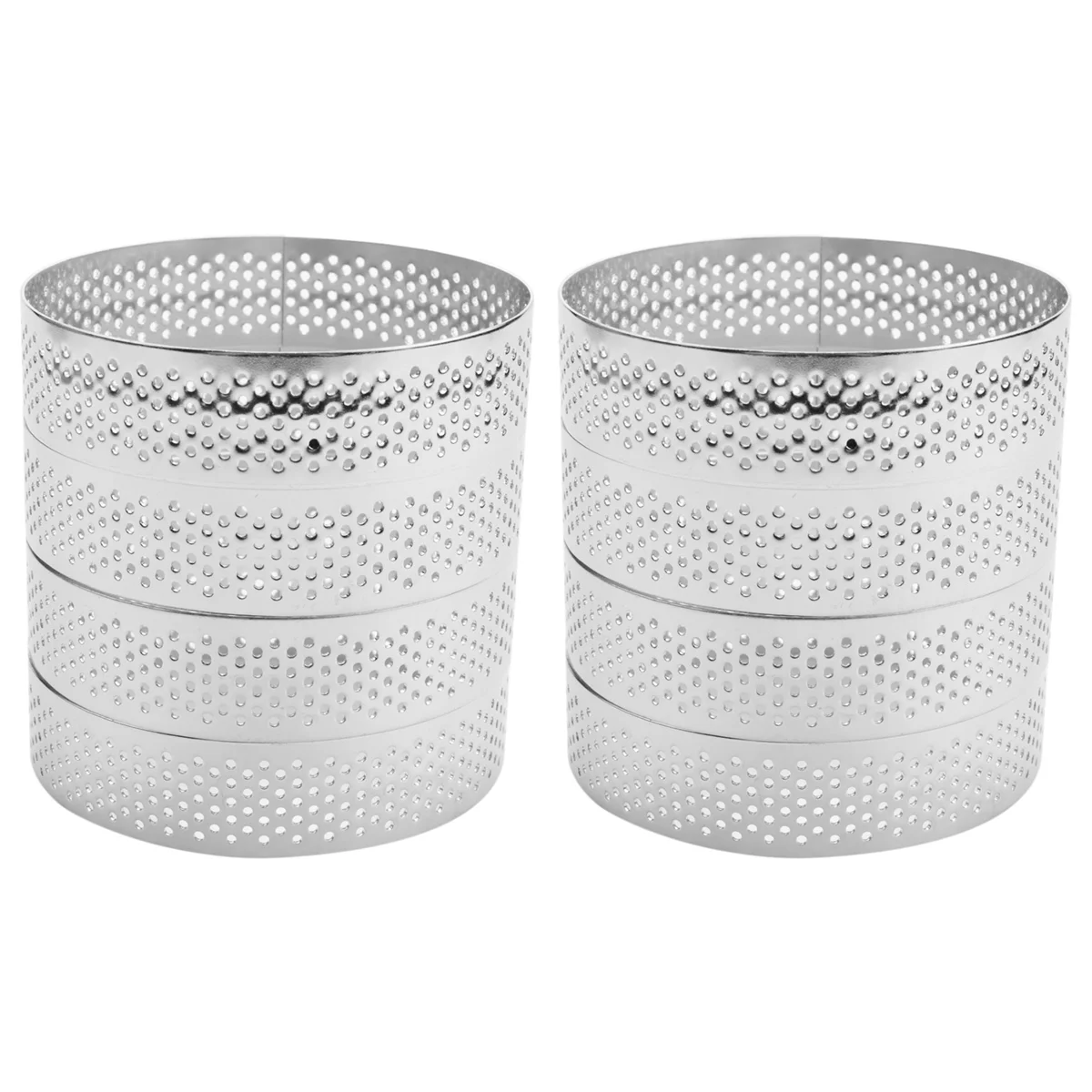 A88X 8Pcs 8cm Stainless Steel Tartlet Molds French Dessert Mousse Fruit Pie Tart Ring Quiche Cake Mold