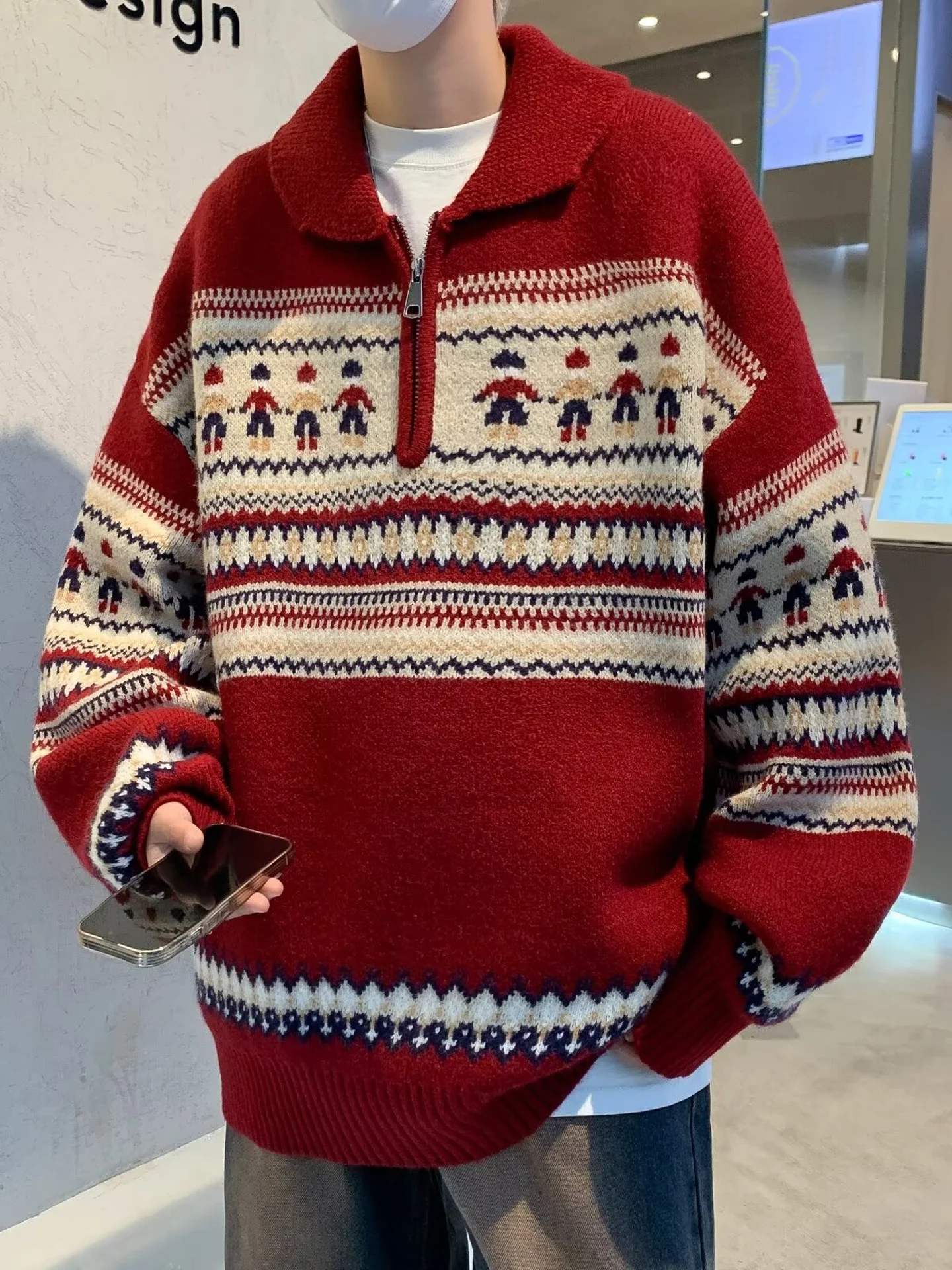 

Мужской свитер Cisas на молнии, мягкий, теплый, вязаный, в американском стиле, повседневный, зимний, модный, из полиэфирного волокна