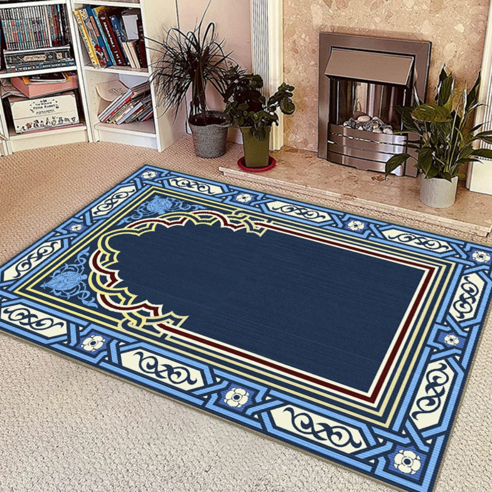 Islamische Gebetsmatte, traditioneller goldener Blumenrand, Teppich, muslimische Anbetung, Gebetsteppich, Heimdekoration, Teppiche für Schlafzimmer, Fußmatte