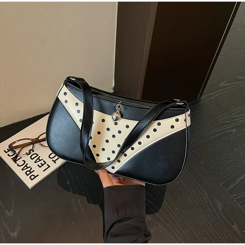 Umhängetasche, Handtasche in V-Form, kreative, modische Vintage-Handtasche für Damen, ideal für den täglichen Gebrauch und den Weg zur Arbeit, mit Farbblock-Design. – Detail 16