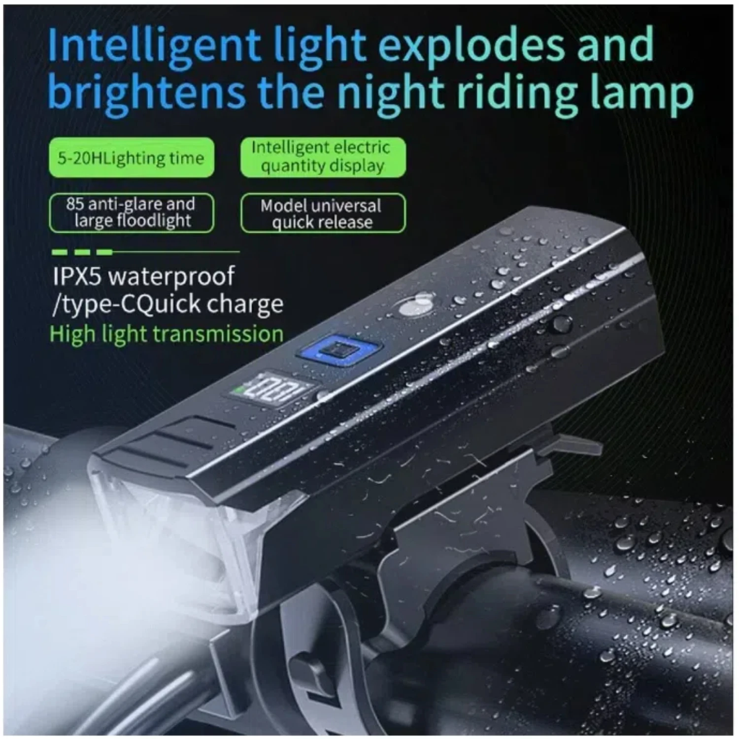 

LED bicycle light, USB rechargeable, motion sensor, automatic on/off, high lumen, ABS material, with power indicator light