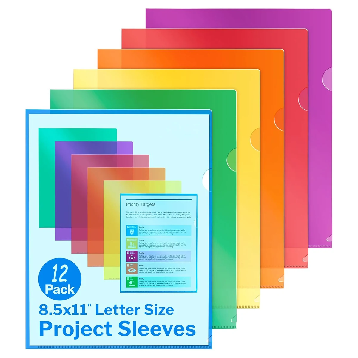 

6 прозрачных папок - утолщенные 18C, пыленепроницаемые, простое боковое отверстие, подходят для школьных тестовых бумаг