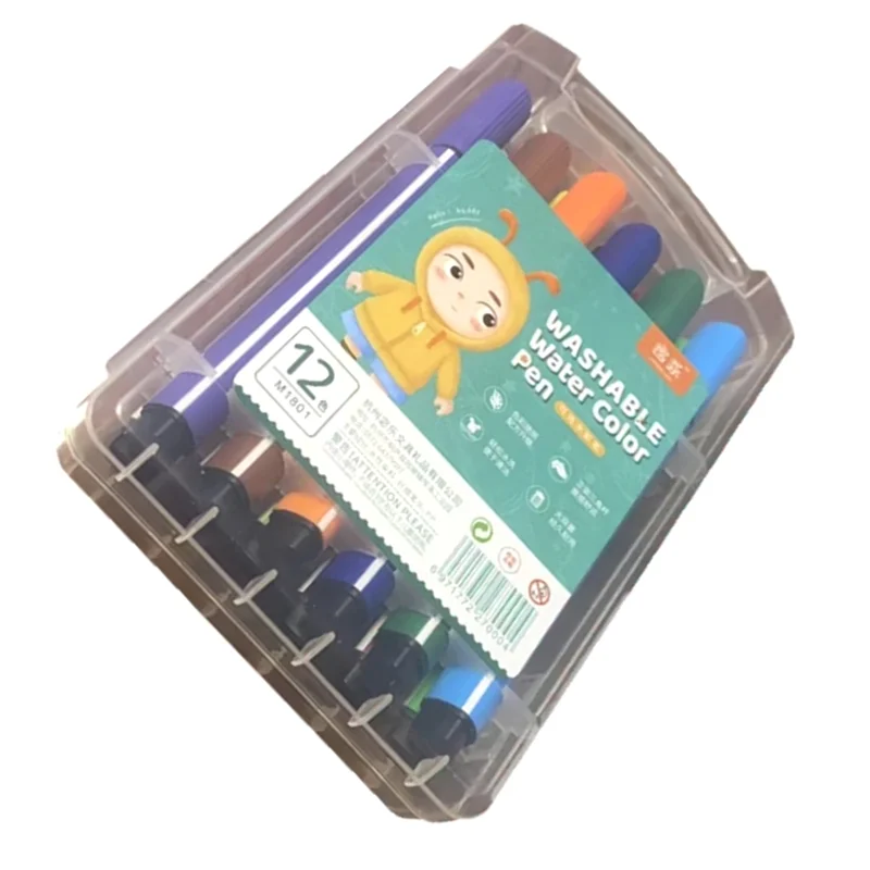 L53A-12-компонентный умный детский художественный набор: 6 кистей и набор цветных карандашей для рисования роботов