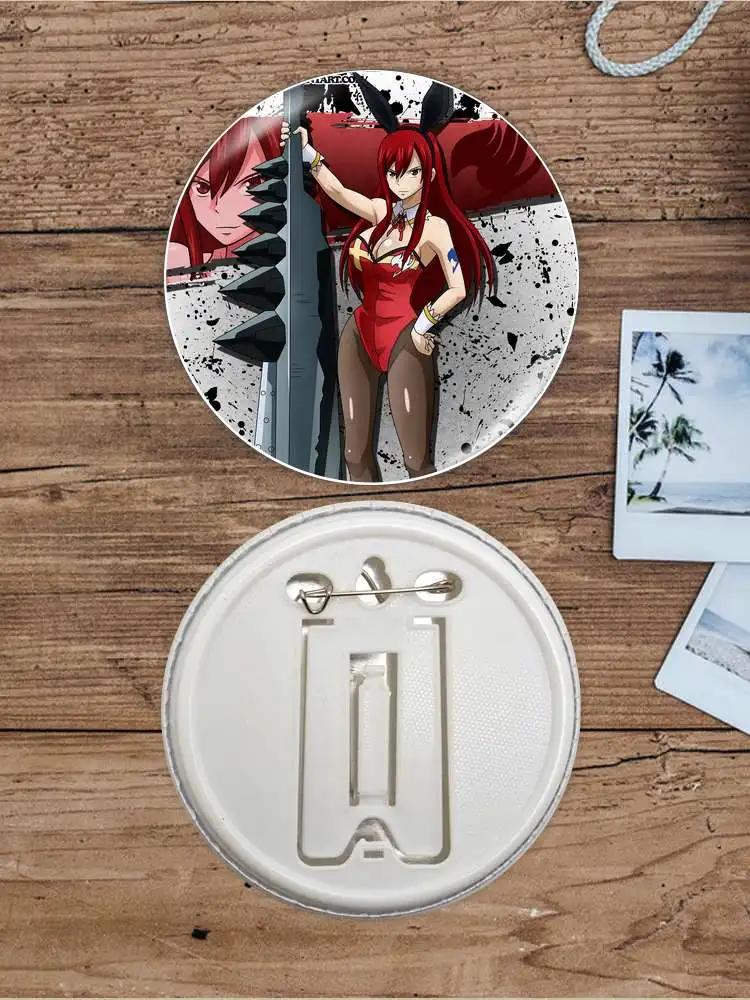 Erza Scarlet Anime Character Badge Brooch anchor Peripherals Pin Accessories Birthday present Hat Lapel Tinplate ClothesFashion