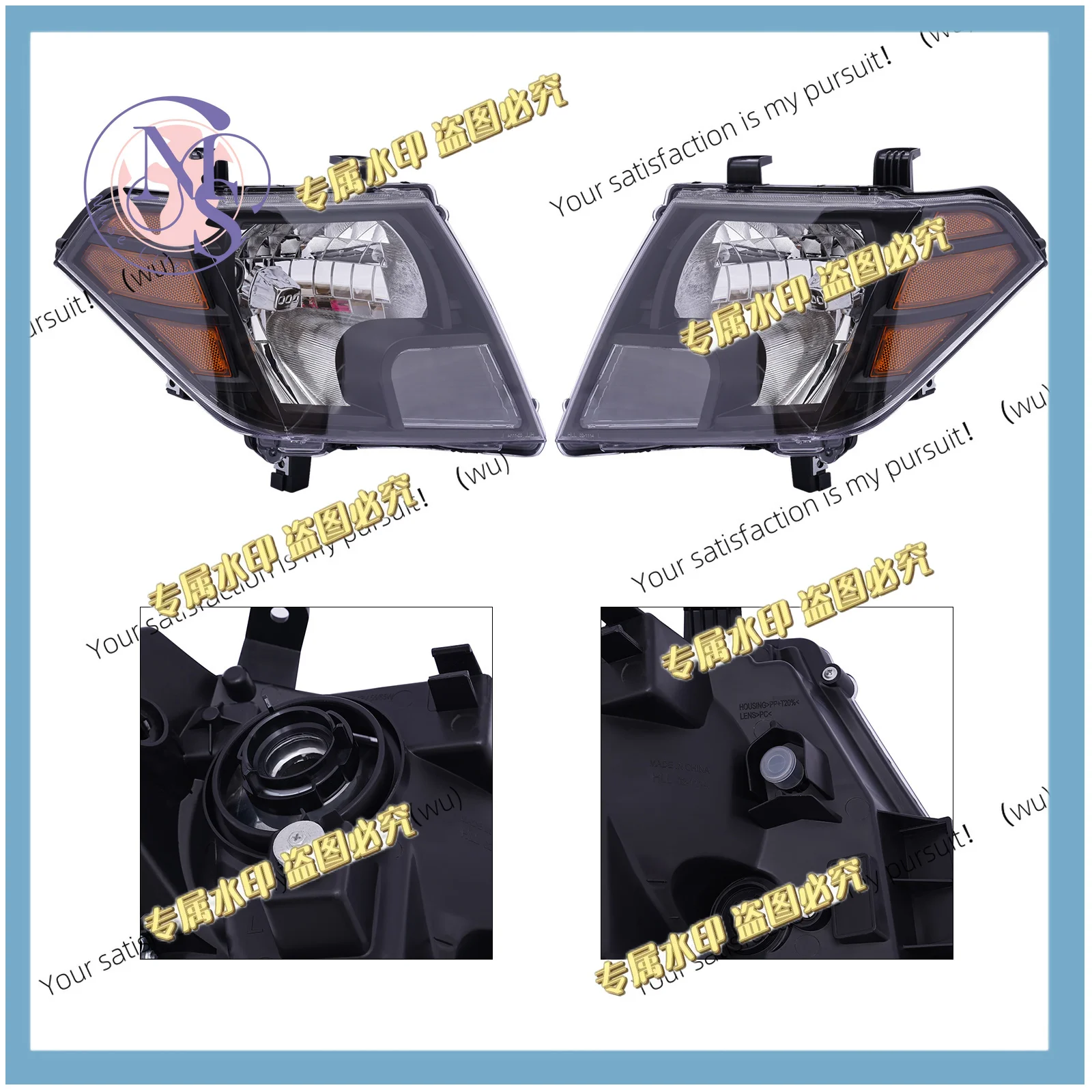 Set of 2 Nissan Frontier headlights 09-20, For 2009-2020 Frontier Truck Black Headlights Headlamps Replacement Left+Right