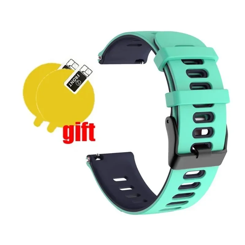 Amazfit Active 2용 화면 보호 필름이 포함된 프리미엄 Quickfit 실리콘 밴드 - 다채로운 스트랩 팔찌 손목밴드