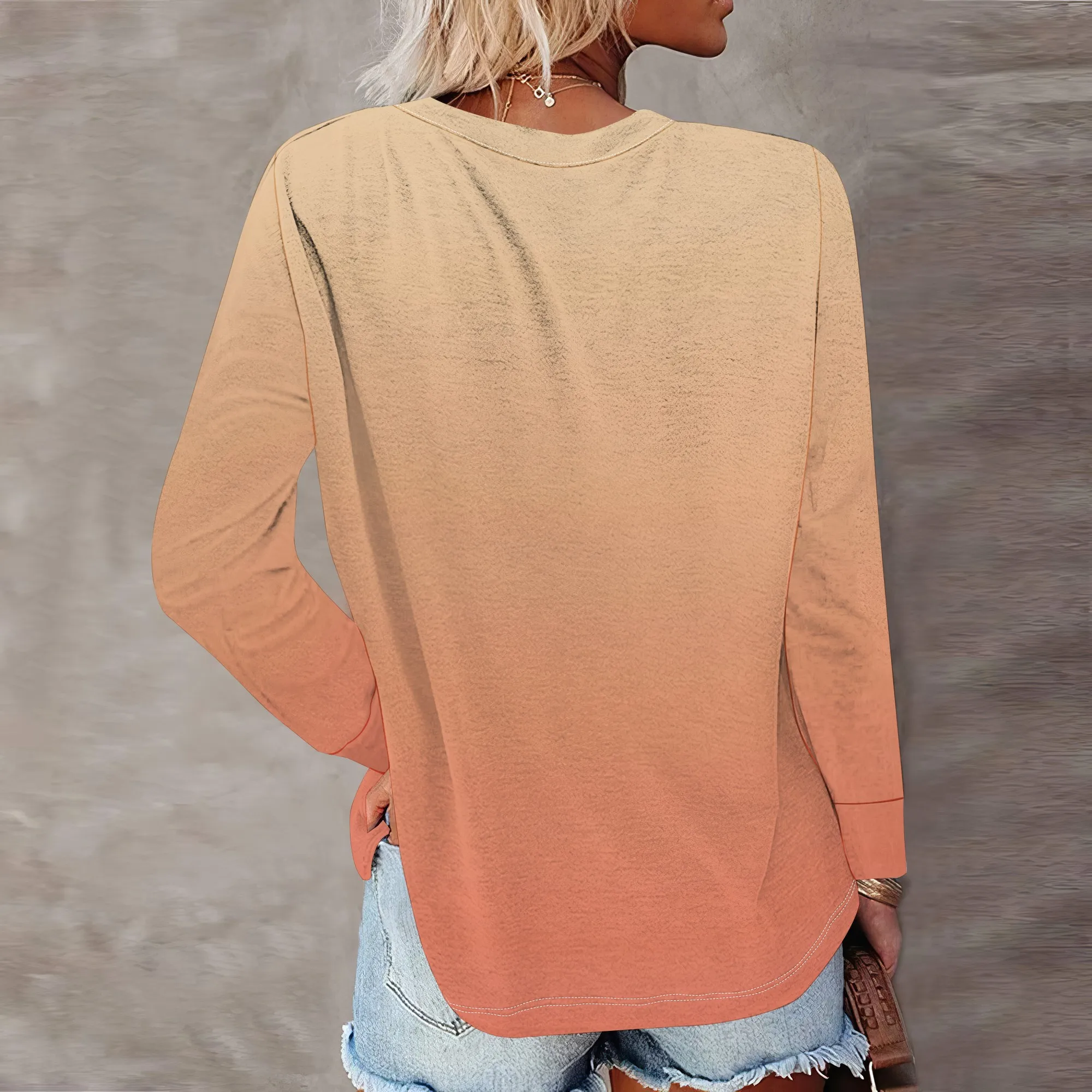 Camicie da donna a maniche lunghe con scollo a V Basic Autunno Moda casual Slim aderente Y2k Top Abiti da allenamento per ragazze adolescenti