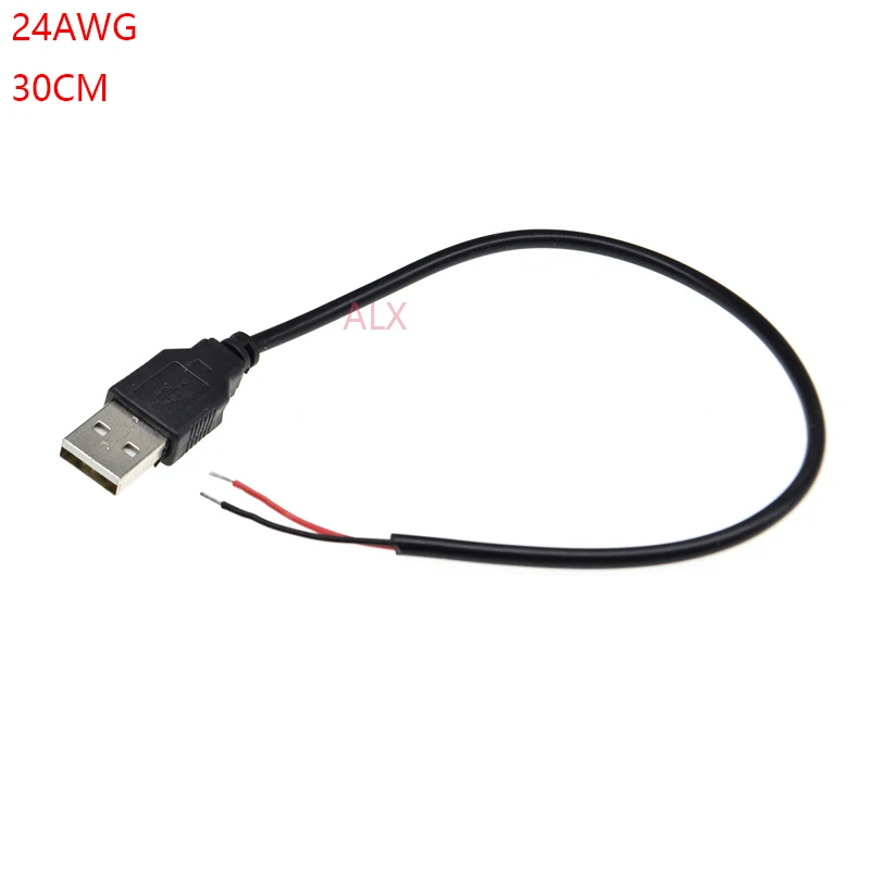 24AWG 30CM TYPE-A USB connector with wire 2PIN diy usb cable Charging line for single color 5050 3528 flexible led strip light