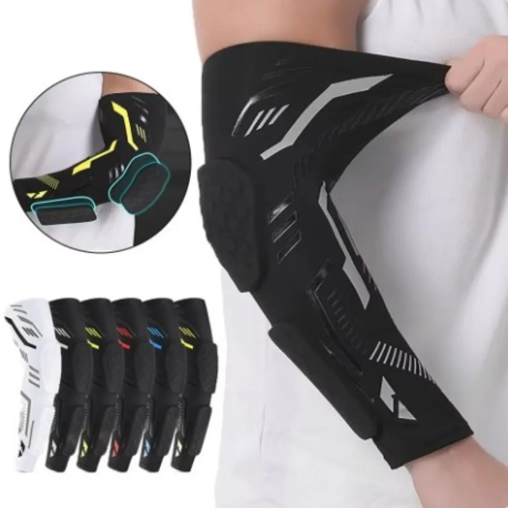 Anti Slip Separate Elbow Pads Honeycomb Long Elbow Brace Guard Compression Support Protective Forearm Cover Basketball