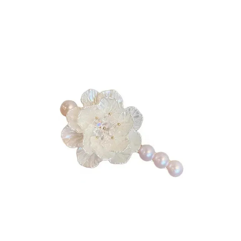 أنيق وبسيط عالي الجودة، كاميليا لؤلؤية رومانسية وفريدة، مشابك شعر جانبية عصرية ومتعددة الاستخدامات، مشبك شعر حلو