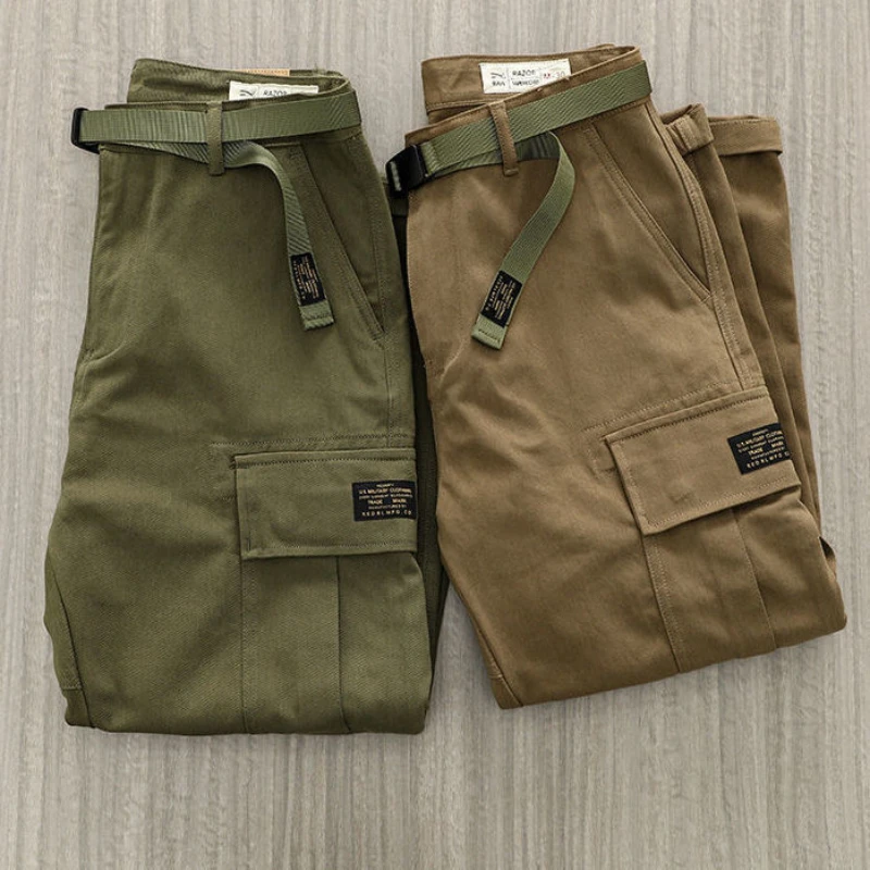 Vintage Baggy Cargo Pants  Joggers Men Multi-Pocket Men's Trousers Heavy Cotton Wear-Resistant Straight Loose Casual Army Pants