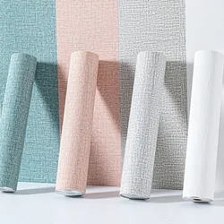 50cmX10m Linen 3D Solid Color Thickened Waterproof Foam Self-adhesive PVC Background Wall Renovation Wallpaper Wall Stickers