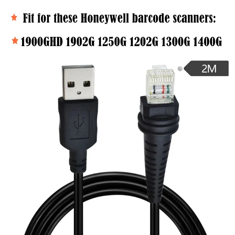 USB Cable 1900G-HD 1900G-SR 1902G-HD 1300G 1400G 1202G 1900G 1250G 1200G MS7580 Barcode Scanner USB Cables for Honeywell 2M Dat