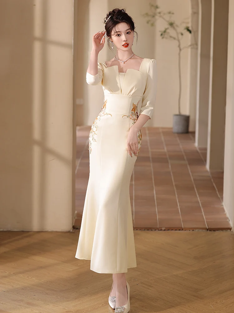 

Потрясающее вечернее платье с изысканной юбкой-русалкой, высококачественное, роскошное, элегантное, повседневное, с завышенной талией, на молнии, для торжественных мероприятий.