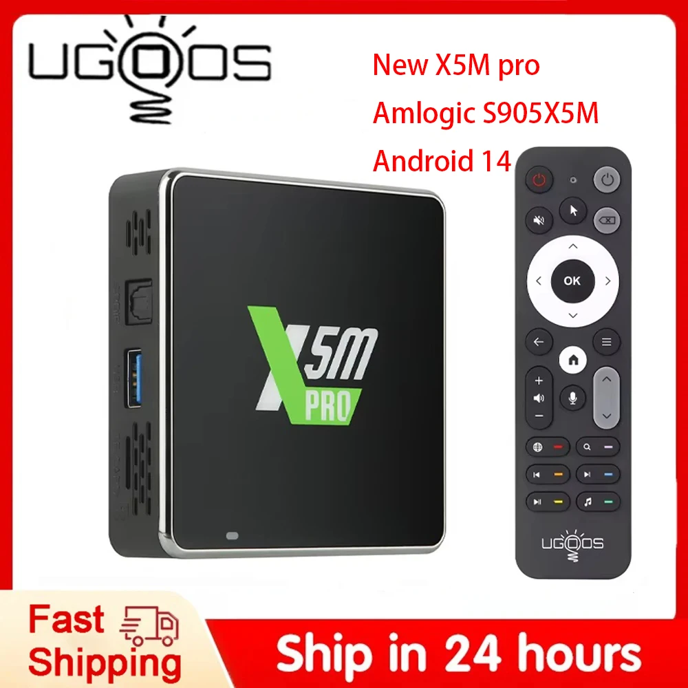 2025 Ugoos X5M Pro スマートTVボックス Android 14 Amlogic S905x5m 4GB 32GB WiFi BT5.4 1000M HDR CEC RTC セットトップボックス メディアプレーヤー