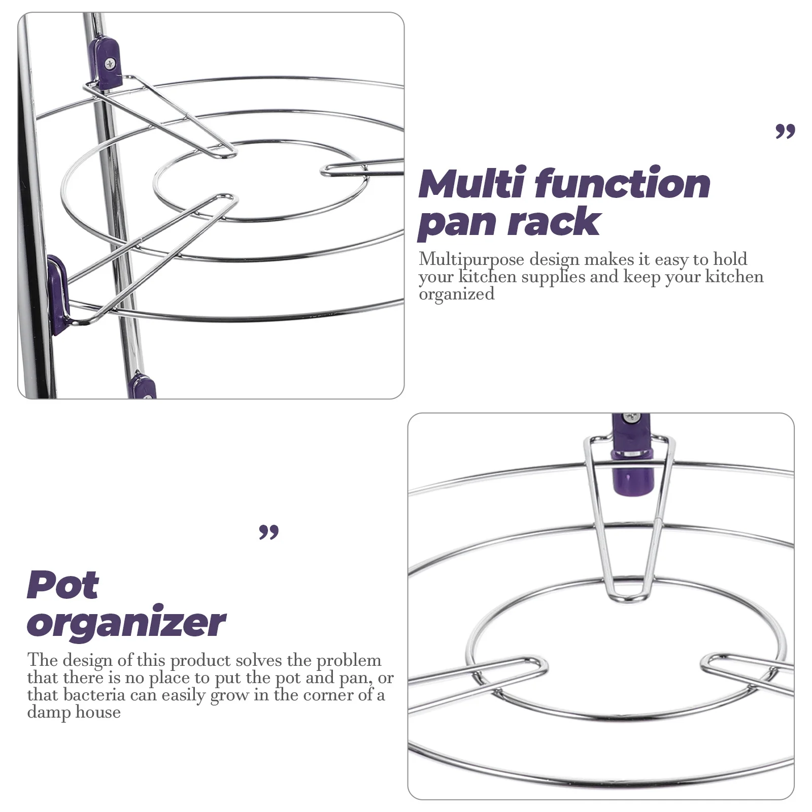 

Stainless Steel Household Pot Rack Multi-Function Kitchen Organizer Convenient Pan Rack Practical Lightweight Home
