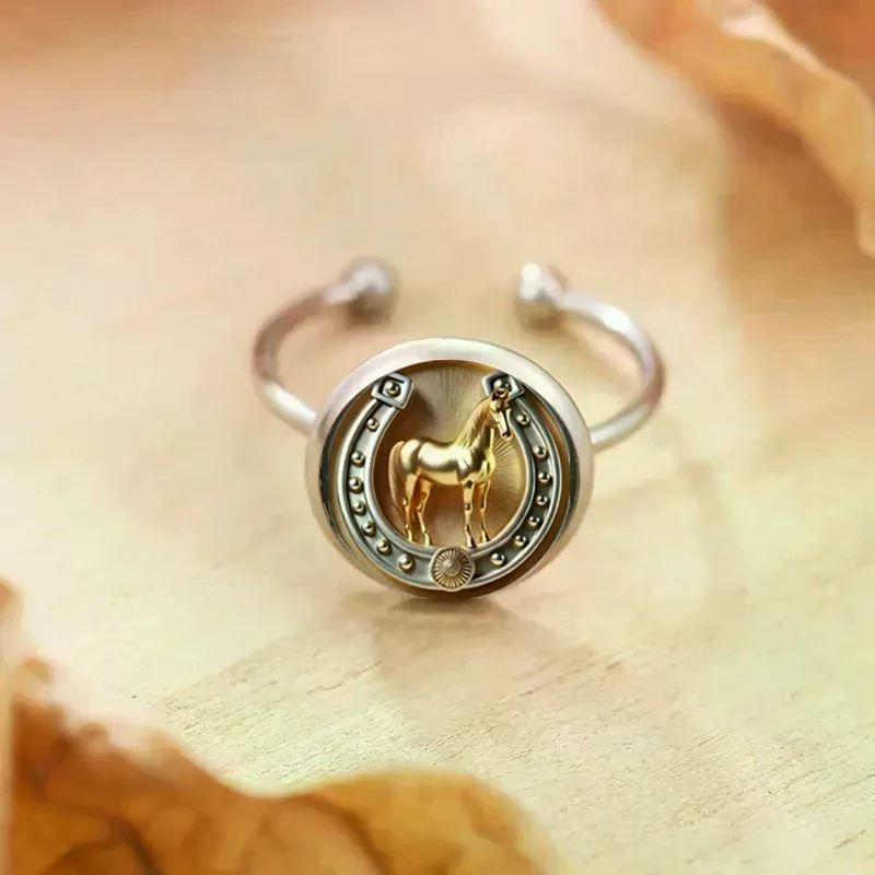 Fashion Creative Horse Pattern Ring Buckle For Women Wedding Jewelry Accessries Gift