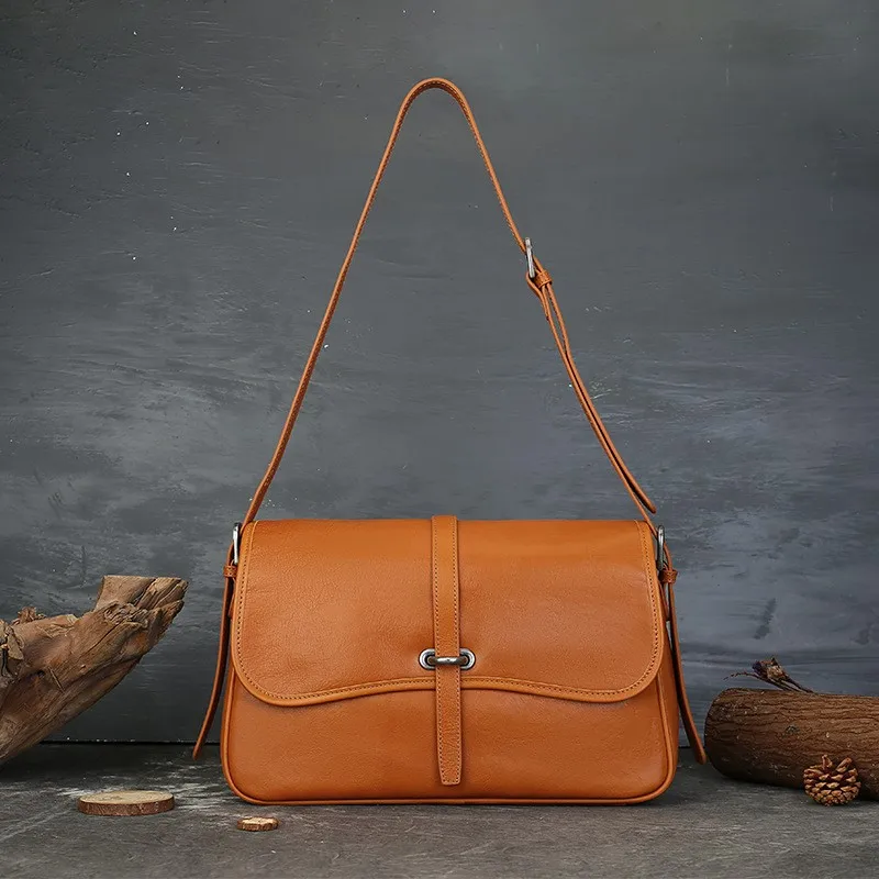 

Johnature Genuine Leather Women's Bag 2025 New Retro Soft Cowhide Messenger Bag Commuting Large Capacity Shoulder Bags