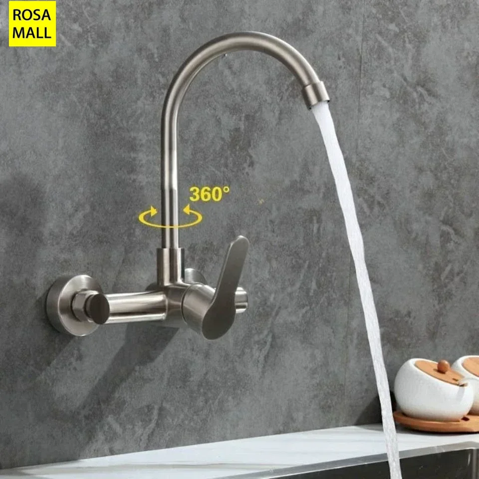 Kitchen 360 Rotation Faucet Household Wall Mounted Cold and Hot Water Power Swivel Kitchen Sink Mixer Taps Kitchen Accessories