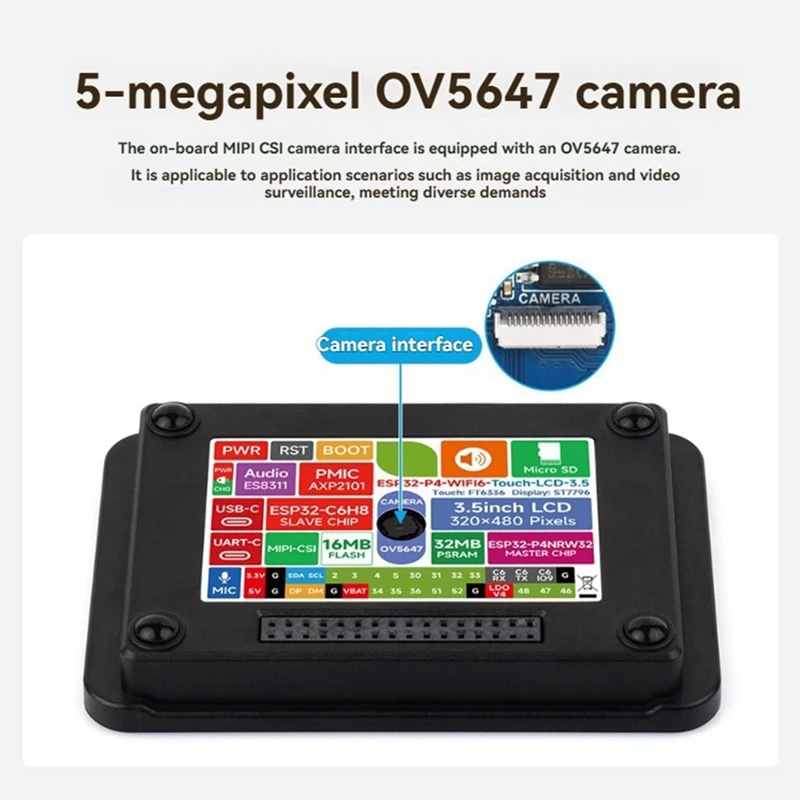 super-sale esp32-p4-development-board-35inch-touchscreen-5mp-ov5647-camera
