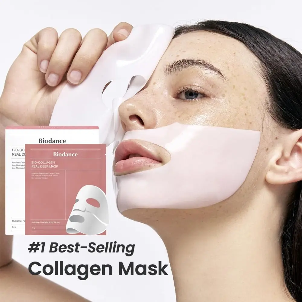 4PCS Bio-Collagen Cera-nol Real Deep Mask Hydrating Overnight Hydrogel Mask Soothing Moisturizing Nourishing Pore Minimizing