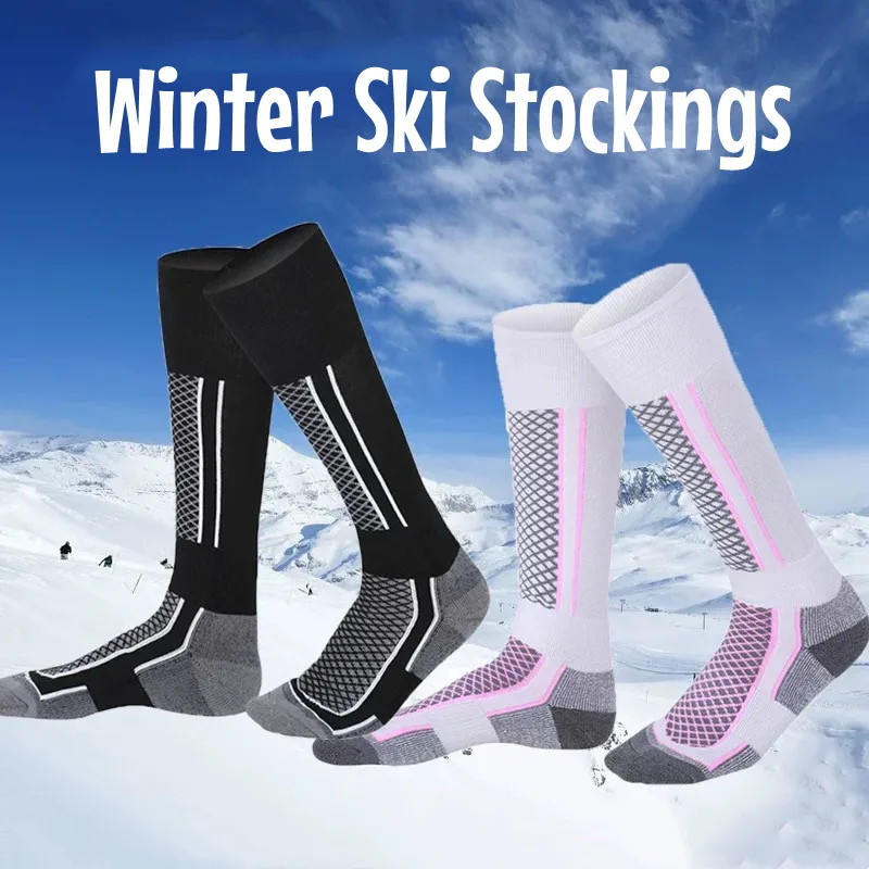 

1 Pair Winter Warm Thicken Ski Stockings Hiking Socks Women Men Outdoor Anti-Cold High Sports Stockings Sport Compression Socks