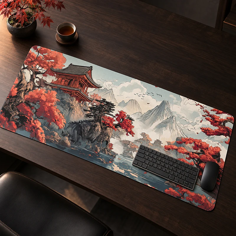 Mouse Pad Red Maple Pagoda Landscape Gamer XL New HD Mousepad XXL Playmat keyboard pad Soft Office Natural Rubber Mice Pad