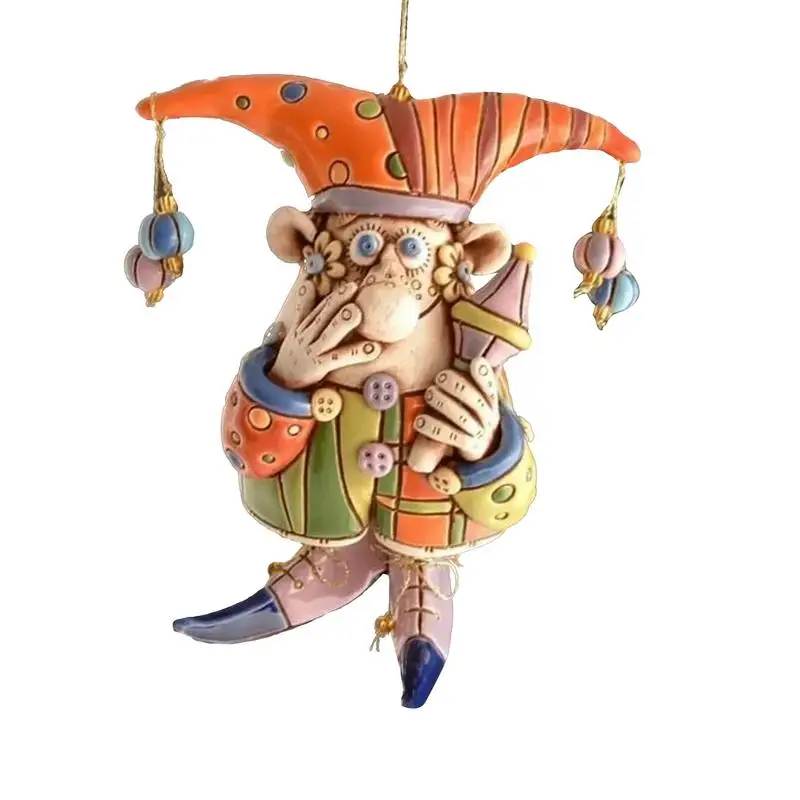 

Christmas Bell Ornaments Fun Clown Bell Decoration Creative Summer Tree Ornaments Home Garden Decor Resin Clown Wind Chime